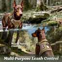 rabbitgoo Dog Harness for Large Dogs No Pull, Tactical Service Pet Vest with Molle and Control Handle, Adjustable and Reflective Military Harness for Easy Walking and Training, Brown, Large