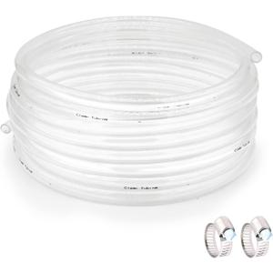 1 ID 1-1/4 OD - 50 ft Clear Plastic Vinyl Tubing, Flexible PVC Hose Lightweight Non-Toxic vinyl Tube for Transfer Water Air Oil