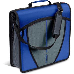 Case-it Mighty Zip Tab School Zipper Binder | 3-Inch O-Rings, 600-Sheet Capacity, 5-Subject Expanding File Folder, Multiple Pockets & Storage Organizer, Shoulder Strap | D-146 Midnight Blue