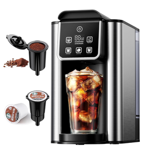 Hot  Iced Coffee Maker with Bold Setting, Single Serve Coffee Maker for K Cup and Grounds, 6-14 oz Brew Sizes, 50 oz Removable Water Tank, One Cup Coffee Machine, Black