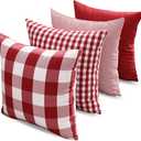 CARRIE HOME Buffalo Check Pillow Covers Buffalo Plaid Throw Pillow Cover 18x18 for Red and White Decorations, Set of 4