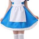 Kids Blue Dress Costume for 3-14 Years Girls Halloween Princess Costumes with Socks Hairband (150 (11-12 Years))