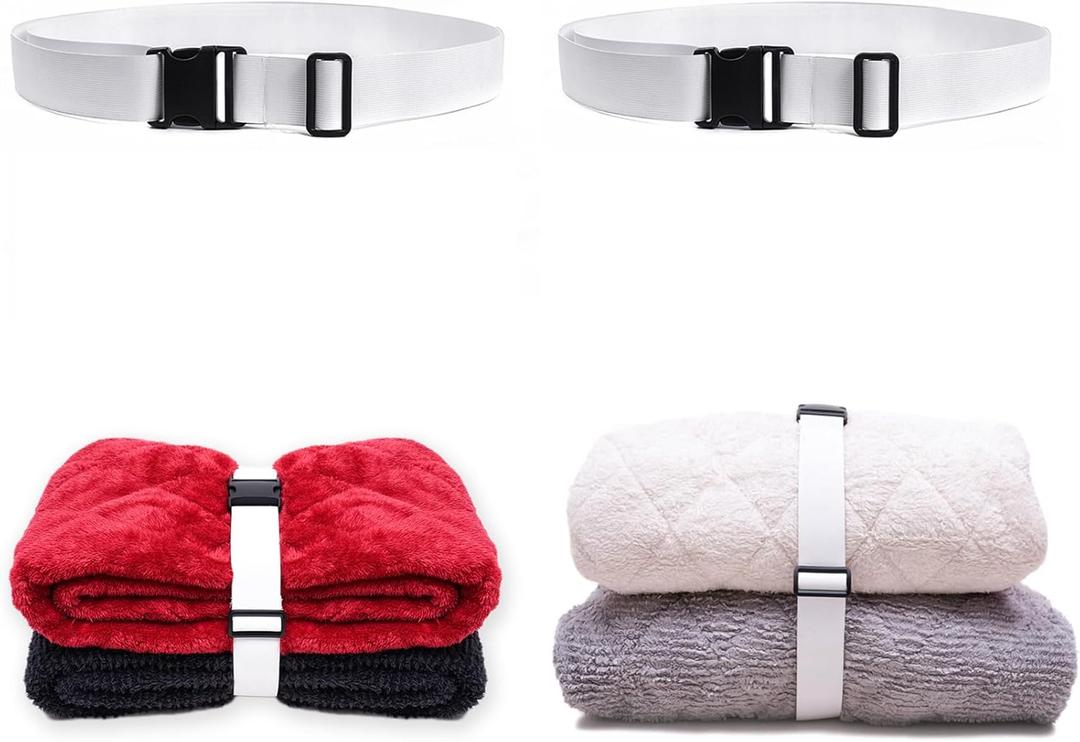 3 x 2PCS Bed Sheet Organizer Bands, Bed Sheet Straps Organizer and Storage Keepers, Elastic Adjustable Straps for Bedding, Sheets Organizer for Closet, Sheet Keeper Bedding Band (6.6FT)