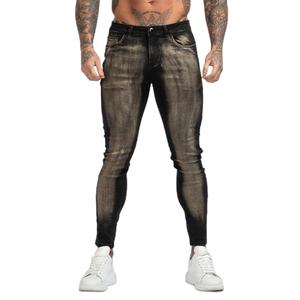 GINGTTO Mens Skinny Jeans Stretch Slim Fit Tapered Leg Jeans for Men Black and Gold 30