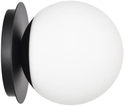 Hanaloa Wall Sconces, 1 Light Modern Globe Sconce in Matte Black, Wall Light for Bedroom Bathroom Living Room & Hallway Vanity Lighting, Ceiling Light Fixture