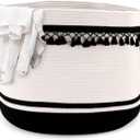 127L Blanket Basket 24" x 24" x 18" Woven Laundry Baskets for Storage with Handle, Nursery Blanket Basket for Cushions, Clothes, Toys,Pillons