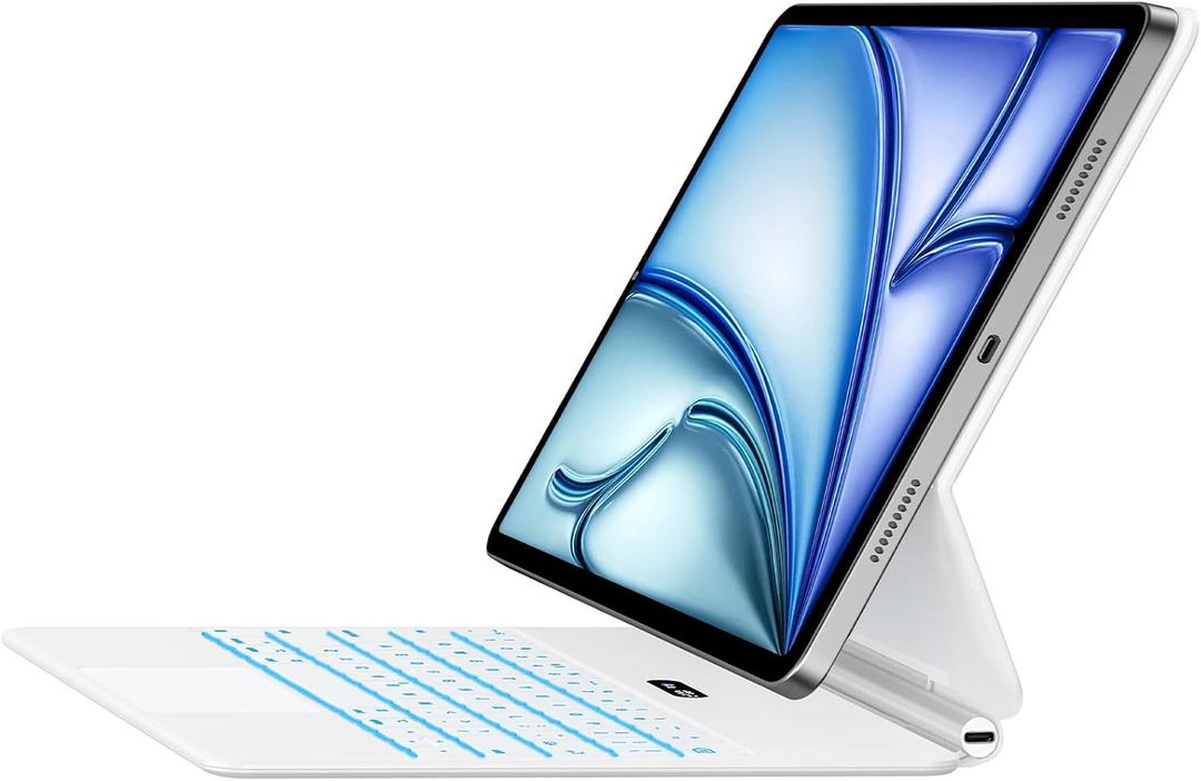 Jibrealg Keyboard Case for iPad Air 11" (M3 2025 / M2 2024) & iPad Pro 11"(1st/2nd/3rd/4th Gen), Slim Magic Keyboard with Multi-Touch Trackpad for 10.9"iPad Air 4th/5th Gen with 7-Color Backlit,White