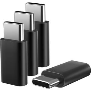 VAKS USB C Adapter(4 Pack),USB C Male to Female Adapter,Supports Fast Charging and Data Transfer Extension,Compatible with MacBook TB3 Port and More Type C Devices,Black