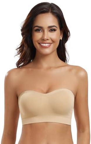 DotVol Women’s Wireless Strapless Bra with Non-Slip Silicone Multiway Seamless Bandeau Tube Top Bralette, M