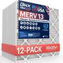BNX TruFilter 20x20x1 MERV 13 (12-Pack) AC Furnace Air Filter - MADE IN USA - Electrostatic Pleated Air Conditioner HVAC AC Furnace Filters - Removes Pollen, Mold, Bacteria, Smoke