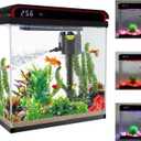 Betta Fish Tank, 5 Gallon Glass Aquarium, Small Fish Tank with Filter and 3 LED Plant Lights and Water Temperature Detection System, Betta Shrimp Guppy Jellyfish Starter kit self Cleaning Fish Tank (5 Gallon Fish Tank, Black)