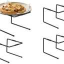 HPC DECOR 4PCS Black Metal Pizza Stands for Tables- Pizza Pan Riser Rack Holder- Food Display Riser Stands for Party Buffet Table Platter Tray- Metal Display Stands for Home, Restaurant, Catering