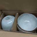 Stoneware Dinnerware Sets for 8, Reactive Glaze Plates and Bowls, Grey | 24-Piece Handcrafted Rustic Porcelain Dishes Set, Highly Scratch Resistant, Dishwasher & Microwave Safe