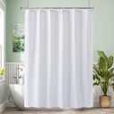 Amazer Long Shower Curtain Liner Washable 72x80 Inches, White Shower Liner Fabric with 2 Bottom Stones, Waterproof 2-in-1 Shower Curtain and Liner, 12 Grommet Holes, 120 GSM, White