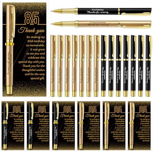 Feifeiya 50 Set 85th Birthday Party Favor for Guest Anniversary Party Favor with Black and Gold Ballpoint Pens and Thank You Cards for Women Men Birthday Anniversary Appreciation Gifts