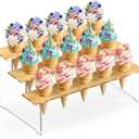 Ice Cream Cone Holder, 3-Tier Acrylic Ice Cream Stand, Waffle Cone Displaying Stand for Kids Party, Birthday, Wedding