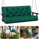 Porch Swing Cushions Outdoor 60 inch x 40 Waterproof Swing Cushions 3 Seater Replacement with Backrest & 8 Ties 5" Thick Bench Swing Cushions for Outdoor Furniture Patio(Dark Green)