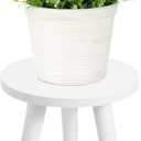 Samll Plant Stand Indoor/Outdoor for Plants,Wood White Planter Stands Holder Mid Century Pedestal Shelf,Sturdy Short Flower Rack Boho Short Plant Table 8.6"Tall Wooden Plants Stool for Garden,Patio