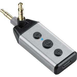 1Mii B04 Bluetooth 5.4 Receiver for Car, 3.5mm Jack AUX Bluetooth Car Adapter, Wireless Audio Receiver for Home Stereo with Volume Control, Hands-Free Clear Call, 16H Battery Life (RX Only)