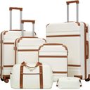 LONG VACATION Luggage Set 6 Piece Suitcase with Spinner Wheels, ABS+PC Hardshell Luggage with TSA Lock & YKK Zipper