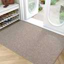 LUMI Ultra Thin Door Mat for Entryway, Low Profile Non Slip Rubber Backing Indoor Doormat, Easy Clean Welcome Entrance Mat for Inside House, Patio,Beige 32"x48"