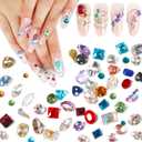 Laza 400pcs Colorful Rhinestones Nail Art Flat Back 3D Rainbow Nail Gems Multi Shape Crystal Cute Charms Mini Heart Star Flower Nail Diamonds Kawaii Nail Decoration Accessories for Nail Design