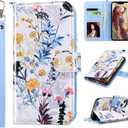 ULAK Compatible with iPhone 14 Wallet Case for Women, PU Leather Floral Flip Cover with Card Holder, Kickstand Feature Protective Purse Case for iPhone 14 6.1 Inch, Tropical Forest