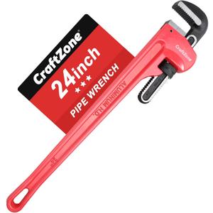 24-Inch Aluminum Pipe Wrench, 24-Inch, Heavy-Duty Adjustable Straight Plumbing Wrench, Drop-Forged Jaw, Lightweight Design, Versatile for Plumbing & Home Repair
