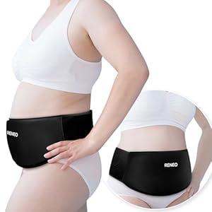 RENEO C Section Belly Binder, Reusable Solid Gel Ice Pack with Soft Lycra Cover, Adjustable Postpartum Wrap for Hot & Cold Therapy and Post-Op Recovery, Black