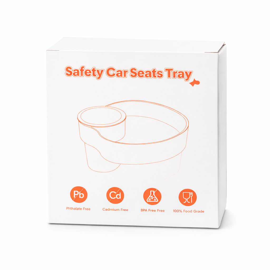 Kids Car Seat Cup Holder Snack Tray - Toddler Travel Essentials for Mess-Free Snacking on Road Trips, Travel Accessory Compatible with Safety Seats & Strollers Console,