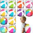 Kacctyen 12 Pcs Beach Ball Drawstring Bags Beach Ball Goodie Bags Summer Drawstring Backpack for Kids Summer Basket Pool Party