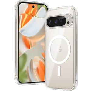 FNTCASE for Google Pixel 9 Case: Pixel 9 Pro Magnetic Non-Yellowing Clear Slim Case | Anti-Drop Shockproof Scratch Protective Thin Transparent Crystal Cell Phone Cover(Clear)