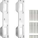 Door Strike Plate Reinforcement Plate, Front Door Strike Plate, Double Strike Plate for 5-1/2 in. Hole Centers, Heavy Duty, Front Door Security Devices Door Latch Plate (Satin Nickel, 2 Packs)
