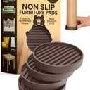 CasterMaster Non Slip Furniture Pads for Hardwood Floors - 2x2 Brown Round Caster Cups, Rubber Feet for Furniture, Couch Stoppers to Prevent Sliding - Set of 4 Bed Stoppers, Chair Leg Floor Protectors (2'' x 2'' (Pack of 4))