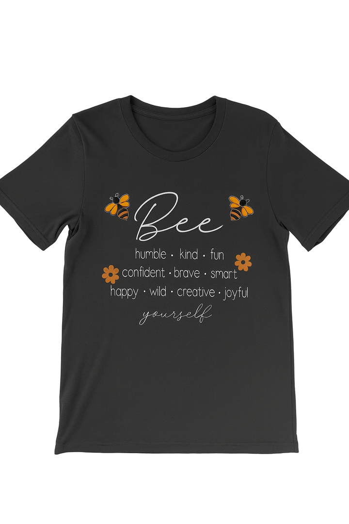 Bee Happy Kind Brave Humble Smart Positive Bumblebee Womens T-Shirt Color/Dark Grey, 4XL