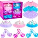 Princess Dress Up Shoes , Dress Up Clothes Pretend Play Costumes-3 Sets of Princess Shoes, Dresses and Crowns, Princess Accessory Toys for 3-6 yr Girl Birthday Gifts