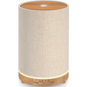 URPOWER 100ML Essential Oil Diffusers for Home with Linen Cover 7 Color Changing Lights, Timer & Auto-Off Scent Diffuser Oil Machine Humidifier Aromatherapy Air Diffusers for Bedroom, Office