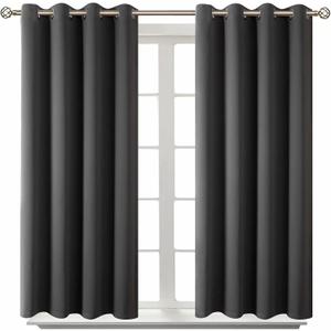 BGment Blackout Curtains - Grommet Thermal Insulated Room Darkening Bedroom and Living Room Curtain, Set of 2 Panels (52 x 54 Inch, Dark Grey)