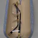 HIGHLIKE Rimless Reading Glasses, Spring Hinge Readers, Diamond Cut Edge Design Blue Light Glasses, Golden 2.25 x