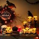 12-Pack Halloween Ink Painting Large Electronic Waxes with Remote Control, Flameless LED Candles for Halloween Spooky, Halloween Ambient Sense Artifacts.