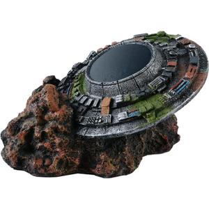 Aquarium Decorations UFO, Creative Medium Resin Fish Tank Decor, Aquatics Cave for Small Fish ShrimpTank, Micro Flying Saucer Shape Style, Reptile Box Landscaping Ornament