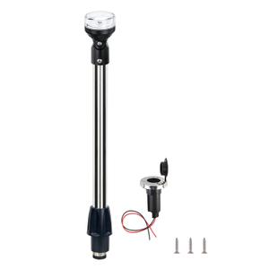 Besramtic Stern Light Boat Anchor Light Marine Navigation lights USCG 2 NM All Round White LED Removable 2 Pin 12 Volts 24 Inches (Stainless steel Cover with plug-in base)