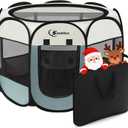 Dog Cat Playpen, Puppy Pet Playpen Indoor for Small Dog Crate Tent Cage Outdoor, Portable Pop Up Dogs Enclosure Kennel with Carrying Case for Dogs/Cats/Rabbits(Grey, Small