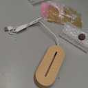 PATIKIL Wooden LED Light Base Stand, Oval Wooden 3.74" x 0.2" Warm White Lights Display Pedestals for Acrylic Nightlight Crystal Art, Wood Color