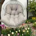 Outdoor Egg Chair Cushion Waterproof Light Grey Outdoor Hanging Basket Seat Cushion Thicken Wicker Egg Chair Cushion for Patio Rattan Swing Chair 47"*35"