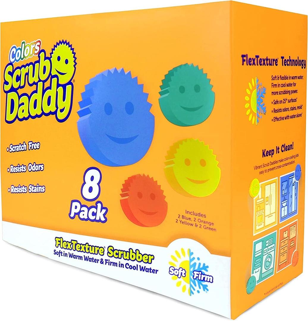Scrub Daddy Sponges Set - Variety Colors - Scratch-Free Multipurpose Dish Sponge - BPA Free & Made with Polymer Foam - Stain & Odor Resistant Kitchen Sponge (8 Count) Scrub Daddy Sponges Set - Variety Colors - Scratch-Free Multipurpose Dish Sponge - BPA Free & Made with Polymer Foam - Stain & Odor Resistant Kitchen Sponge (8 Count)
