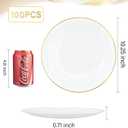Nervure 100 Pieces Gold Plastic Plates - 10.25 inch Gold Dinner Plates - Heavyweight White and Gold Disposable Plates Ideal for Wedding & Party & Mothers Day