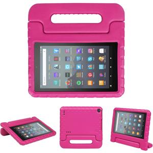 Kids Case for Fire 7 Inch Tablet 9th/7th/5th Generation Tablet (2019/2017/2015 Release) Kid-Proof & Shockproof Case Sturdy Soft Durable EVA Protective Cover with Convenient Handle, Rosered
