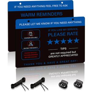 2Pack Rideshare Car Sign, Double-Sided Waterproof and UV-Protected Tips Rating Appreciated Rideshare Headrest Hanger Sign, Accessory for Rideshare Drivers 9''x6''