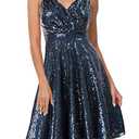 GRACE KARIN Women Sleeveless Sequin Bridesmaid Dress A-Line Swing Dress Size XL